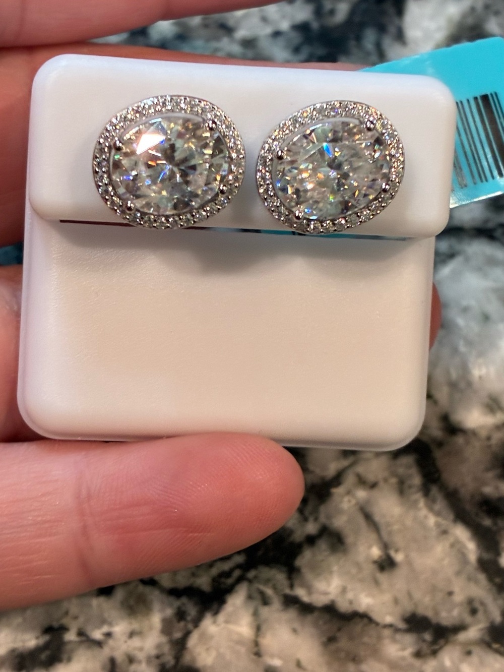 Sterling Silver Moissanite 6.37 Carat Stud Earrings